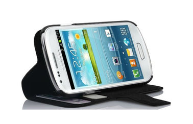 Coloque la bolsa de la caja del teléfono del cuero de la PU de la cubierta con el botón para la galaxia S3 mini i8190 de Samsung