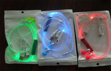 Productos electroluminiscentes del centelleo LED del auricular plástico del alambre llenos por el bolso de OPP