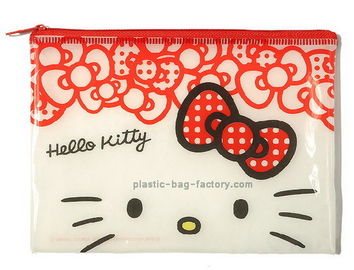 Hola la cerradura roja linda de la cremallera del plástico de vinilo del gatito empaqueta para las muchachas que recogen el dinero