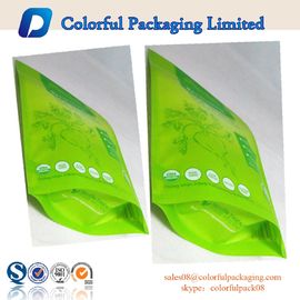 Macha verde plástico se levanta bolsos de la bolsa de la cremallera/la bolsa de la cremallera del té