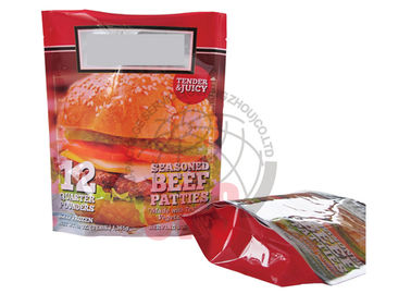 La hamburguesa se coloca encima de la certificación a prueba de agua ISO14000 del sello lateral de la bolsa 3 de la cremallera