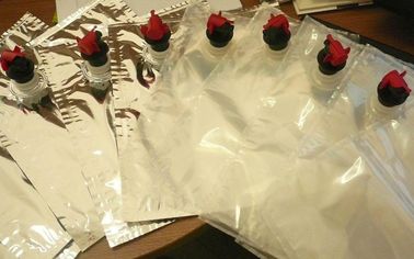 Bolso reutilizable del embalaje flexible plástico en caja con el canalón, bolsos de plata del BABERO para el jugo del vino