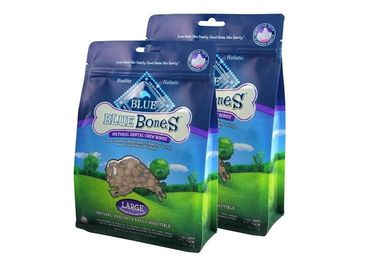 Bolsa impresa que se puede volver a sellar de la parte inferior plana del acondicionamiento de los alimentos de perro con la cremallera
