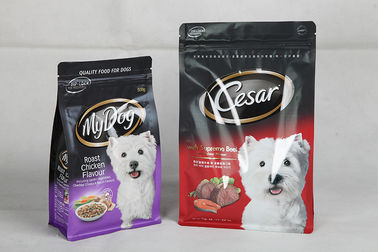 Bolsa impresa que se puede volver a sellar de la parte inferior plana del acondicionamiento de los alimentos de perro con la cremallera